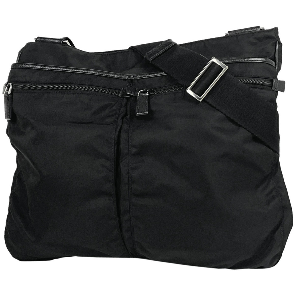 Prada Logo Plate Shoulder Bag Crossbody Nero Black